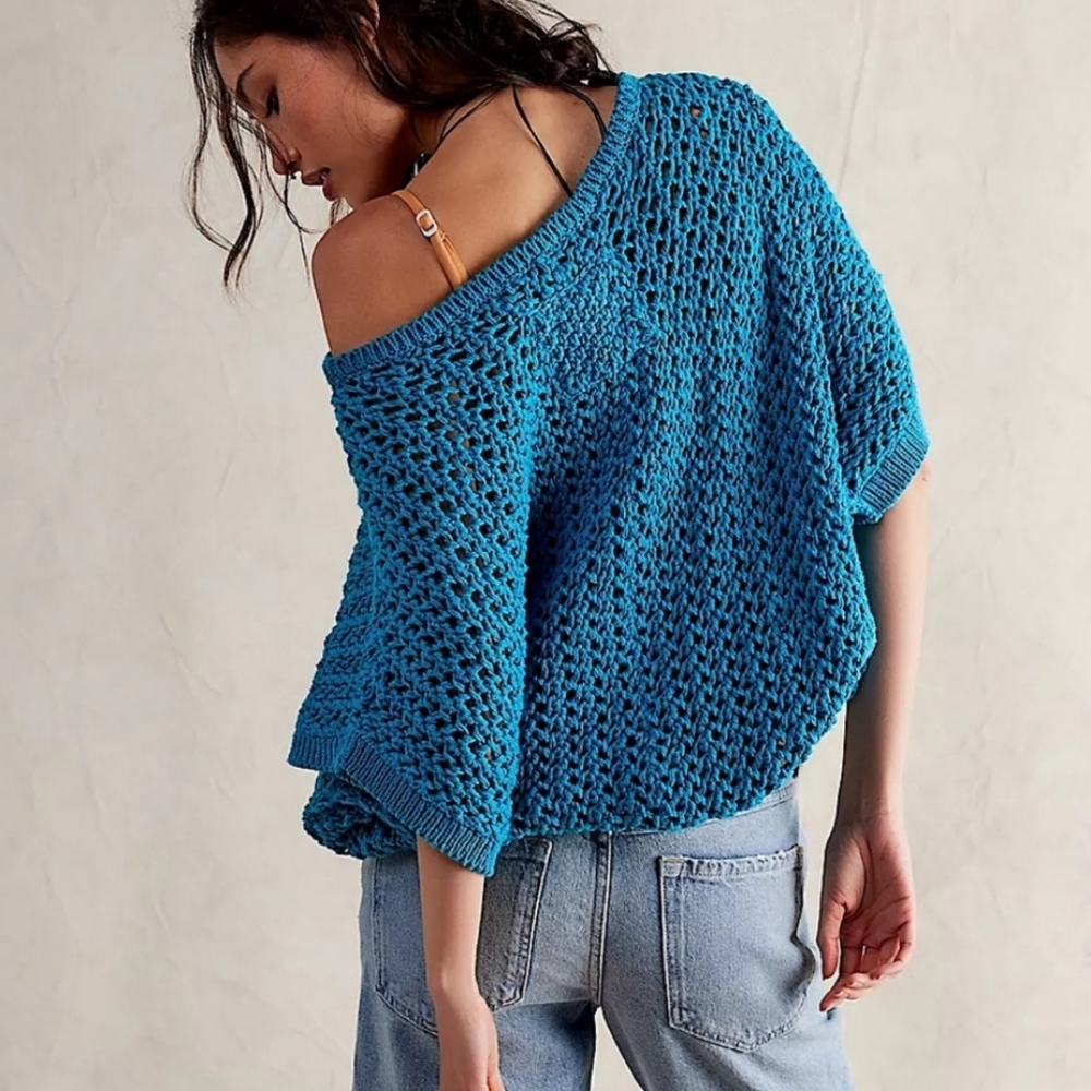 Free People We The Free Sophia Sweater Tee Ocean Palace - Picture 4 of 6